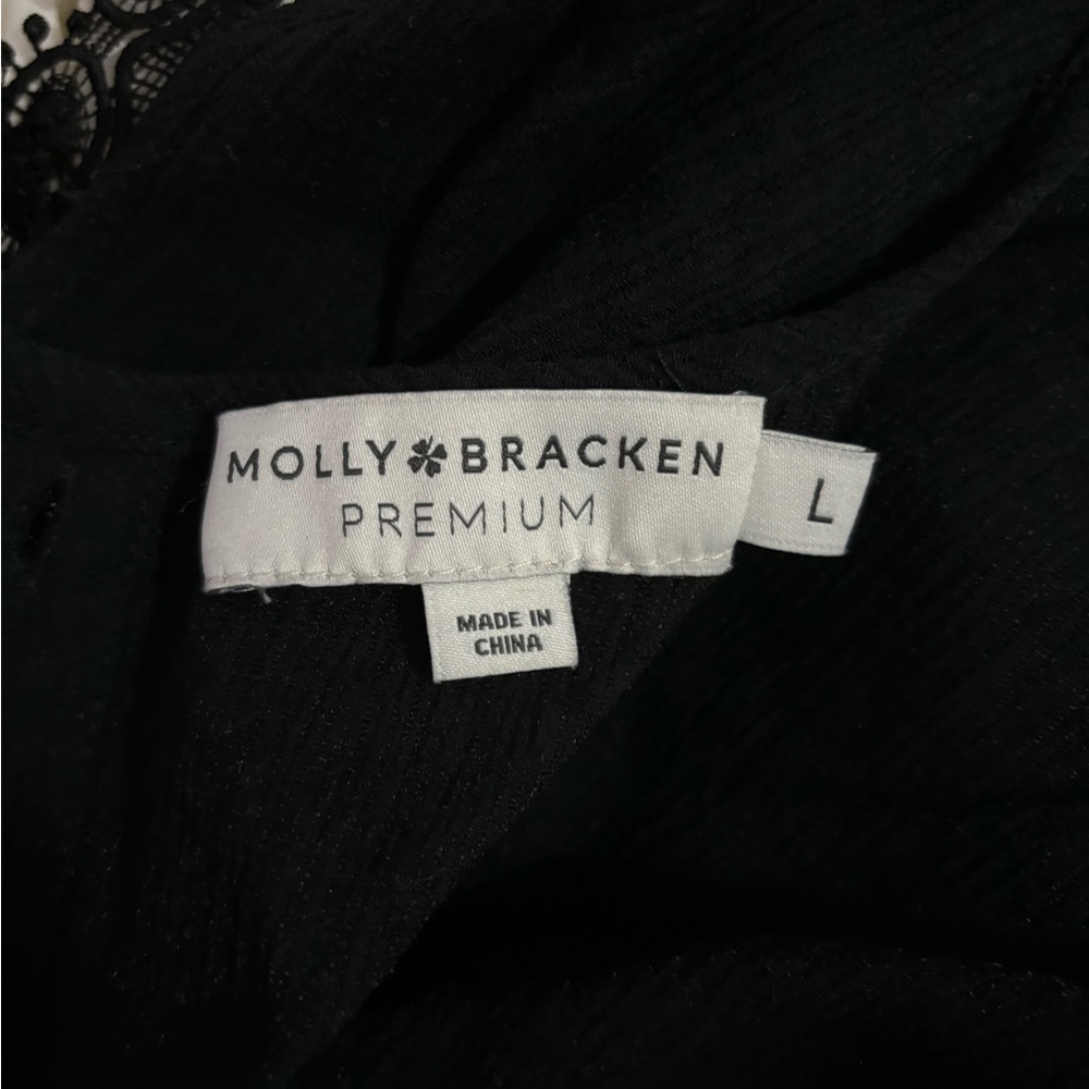 Molly Backen Black Lace Trim Women's Top - Picture 5 of 6